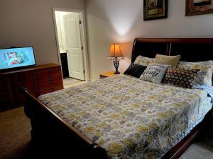 a bedroom with a bed and a tv in it at Cosy 3 bedroom Home Allentown in Allentown