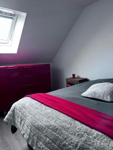 een slaapkamer met een bed en een raam bij Gîte de Villedavid in Amboise +6 foto's