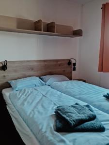 two beds sitting next to each other in a bedroom at Super Cordelia - Camping Belle-Vue in Berdorf