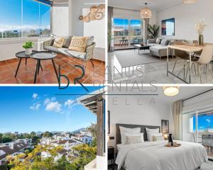 kolaż zdjęć sypialni i salonu w obiekcie Modern Apartment - 2 Bedrooms, Beachside - Puerto Banús w Marbelli