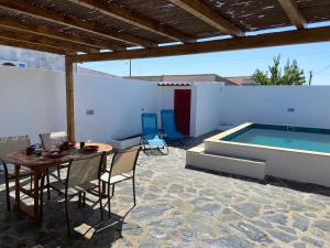 a patio with a table and a swimming pool at Casa da Oriola in Oriola +13 photos