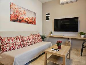 Televisyen dan/atau pusat hiburan di Nereides Apartments Rhodes