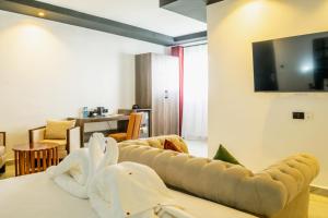 TV a/nebo společenská místnost v ubytování Avian Court Hotel