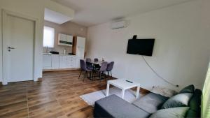 Televízia a/alebo spoločenská miestnosť v ubytovaní Apartman Lena