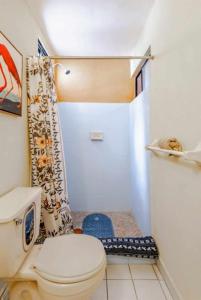 een kleine badkamer met toilet en douche bij Departamentos Varmen in La Paz +44 foto's