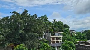 a building in the middle of a forest with trees at Hills Kandy Apartment in Kandy