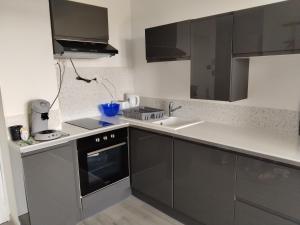 Kuchyň nebo kuchyňský kout v ubytování Appartement CHLOE vue mer et Canigou 1ere ligne