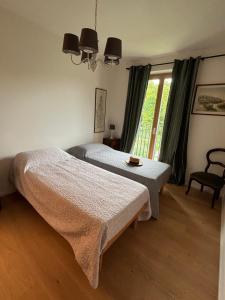 a bedroom with two beds and a window at Casa delle Orchidee in Feltre