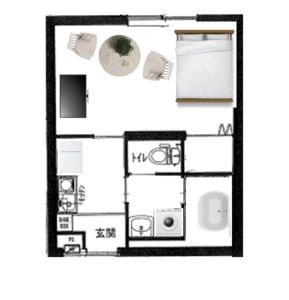 Plantegning af QH101, Newly renovated hotel, direct access to Ueno, Asakusa, Disneyland, Airport,