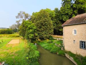 a view of a river next to a building at La maison du meunier avec terrain de pétanque in Autigny-la-Tour