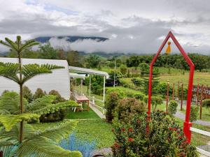 a garden with a pool in the middle of a yard at กัลยา ณ มิสต์ เขาค้อ in Khao Kho