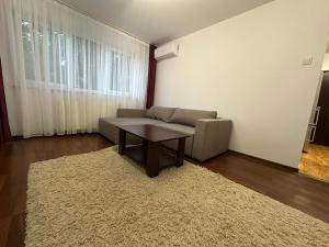 a living room with a couch and a table at Zlata Cozzy Apartment USV in Suceava