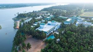 an aerial view of a resort on a island in the water at Radisson Resort Pondicherry Bay in Pondicherry