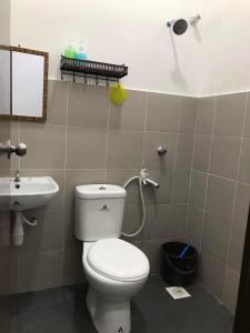 a bathroom with a toilet and a sink at Ammara Homestay PD in Kampong Tanah Merah