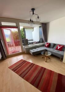 Χώρος καθιστικού στο Ferienwohnung Panoramablick