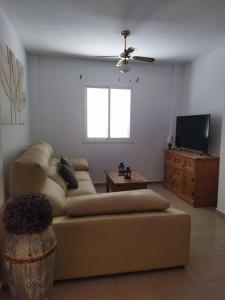 ein Wohnzimmer mit Sofa und Fernseher in der Unterkunft PUERTA MARINA in La Redondela + 12 Fotos