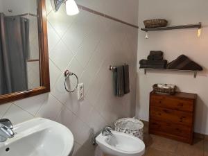 フロンテーラにあるCasa Villamaravilla I, Isla de El Hierroの洗面台、トイレ、鏡のあるバスルーム +23枚の写真