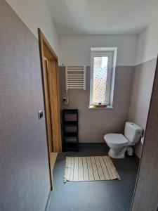 a bathroom with a toilet and a window at Rewa Morska 103 in Rewa +27 photos