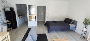 a bedroom with a bed and a couch in a room at Apartment Blätterwald in Bad Sachsa