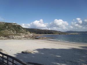 a snapping turtle laying on a beach near the water at Corme camiño dos faros, playa Galicia in Corme-Puerto +50 photos