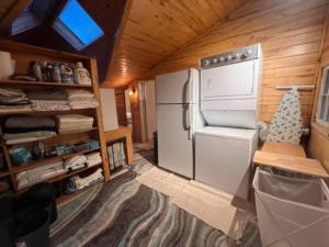 una piccola cucina con frigorifero in una piccola casa di 3 Bedroom - Awesome Views, Light, Deck a Idaho Springs