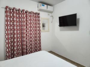 Televiisor ja/või meelelahutuskeskus majutusasutuses Departamentos Temporarios Reggiardo