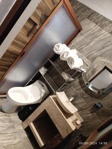 マサミトラにあるCabaña la Bonitaのバスルーム(トイレ付)のオーバーヘッドビュー