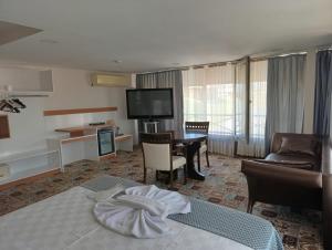TV a/nebo společenská místnost v ubytování Şirin Hotel