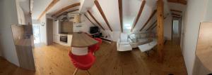 an overhead view of a kitchen and a living room at Le Liv On in Rijeka