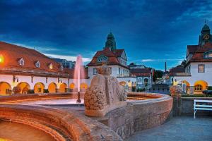 a water fountain in front of a building at Exklusiv-Apartment - nahe dem Zentrum in Bad Nauheim