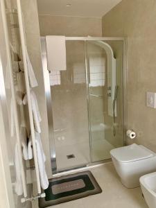 a bathroom with a shower and a toilet at Anna House in San Marco dei Cavoti +4 photos