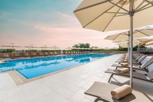 בריכת השחייה שנמצאת ב-Hyatt Regency Oryx Doha או באזור