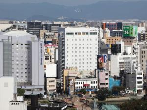 Uma visão geral de Fukuoka ou uma vista da cidade tirada do hotel