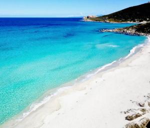a beach with turquoise water and white sand at Residence I Pozzi in Belgodère