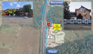 a screenshot of a map of a road with a street sign at Motel AZUR KM36 in Căscioarele