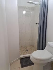łazienka z prysznicem i toaletą w obiekcie Mokali Suite de invitados by Casa Mia w mieście Los Algarrobos +2 zdjęcia