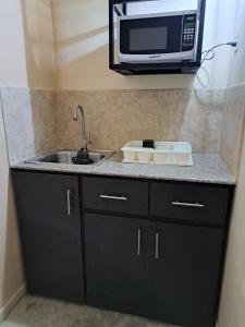 kuchnia ze zlewem i mikrofalówką w obiekcie Mokali Suite de invitados by Casa Mia w mieście Los Algarrobos