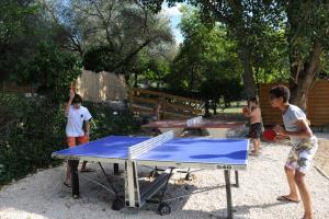 - un groupe d'enfants autour d'une table de ping-pong dans l'établissement Camping l'Olivier Junas, à Junas