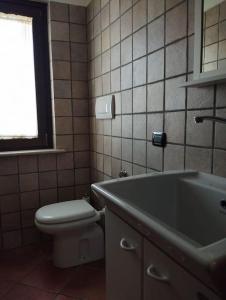 a bathroom with a toilet and a sink at Appartamento Mainarde in Capracotta +5 photos