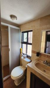 a bathroom with a toilet and a sink at Departamento céntrico in Zacatecas