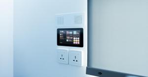 a room with an electronic device on the wall at Bobopod Kota Tua, Jakarta in Jakarta