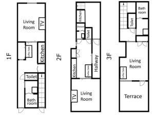 Entire House Rental in Central Osaka 山王の見取り図または間取り図