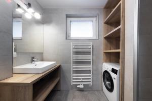 łazienka z umywalką i pralką w obiekcie Apartment SCHLADMING - Neualm center w Schladming