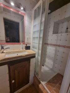 a bathroom with a sink and a shower at L'Oustau de Maître Potager in Valréas +25 photos