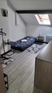 a room with a bed in the middle of a room at Chambre(s) dans loft partagé, cosy et spacieux! in Tarbes