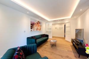 a living room with a couch and a television at LE MIRAGE Luxury T4 avec garage in Annecy