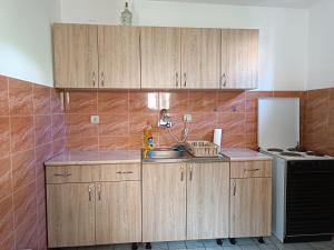 Kuchyň nebo kuchyňský kout v ubytování GOLD Apartman