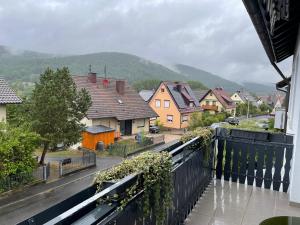 a view from a balcony of a town with houses at Ferienwohnung im Spessart-Steinbach in Lohr