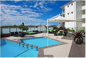 a swimming pool on the roof of a building at Pool View Retreat in Ballina