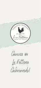 a label with a bird on it with the text genesis in la fattoria at La Vista Verde vom La Fattoria in Bad Gandersheim